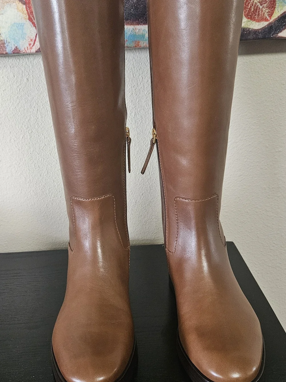 Tory Burch Cognac Leather Over-the-Knee Riding Boots